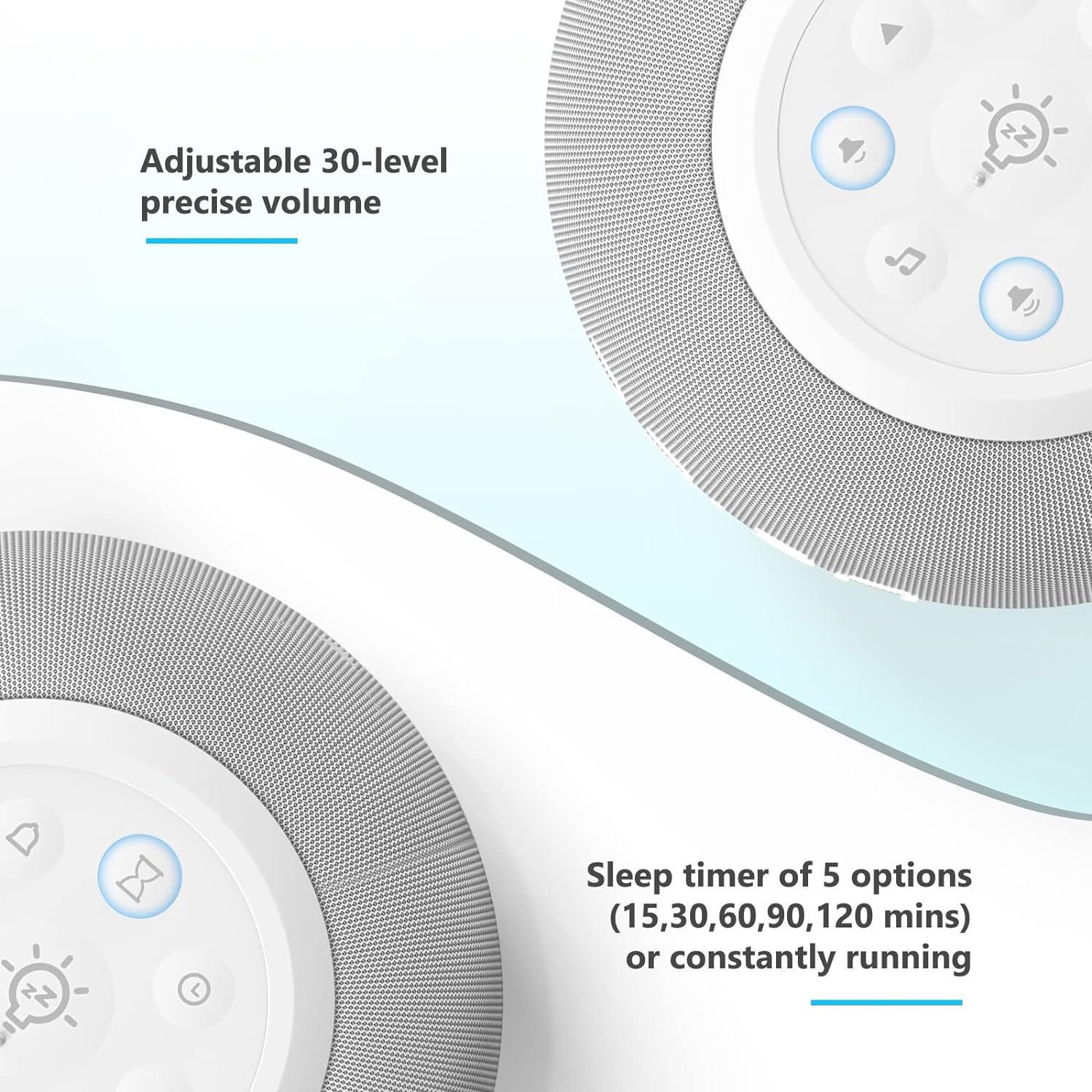 Reacher Auto-Dimmable Sound Machine Alarm Clock with Night Light