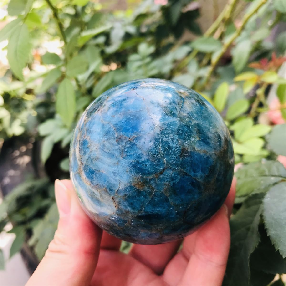 Large Natural Quartz Crystal Sphere Blue Apatite 60MM-70MM 1PC