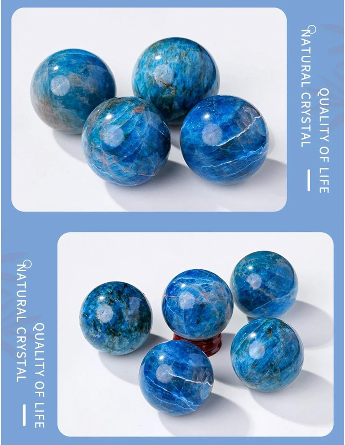 Blue Apatite Crystal Ball with Wood Stand 60mm