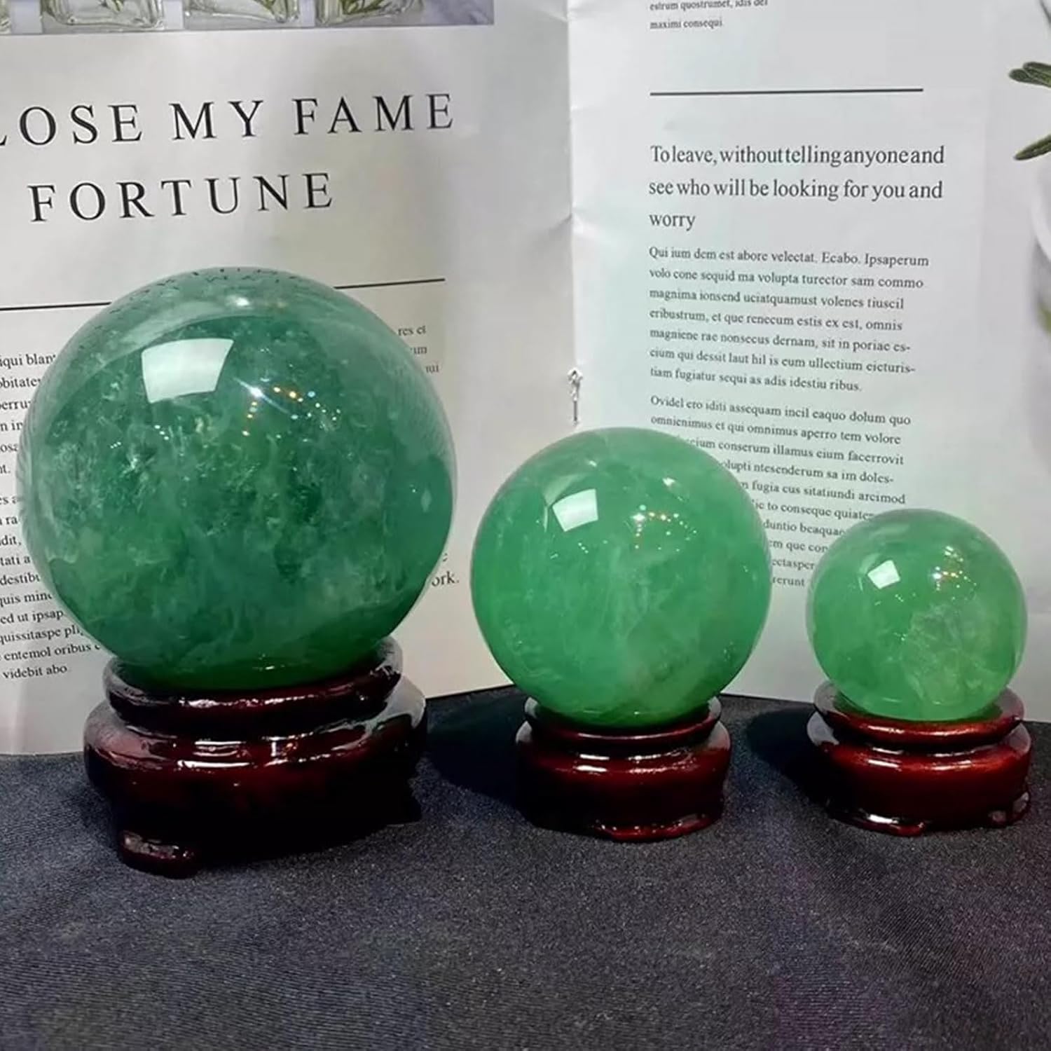 Natural Green Fluorite Crystal Sphere with Stand