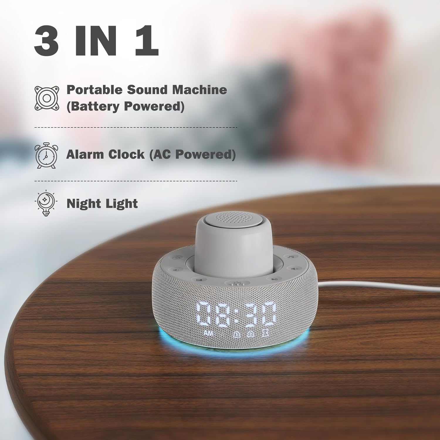 Paussion White Noise Machine with Smart Alarm Clock