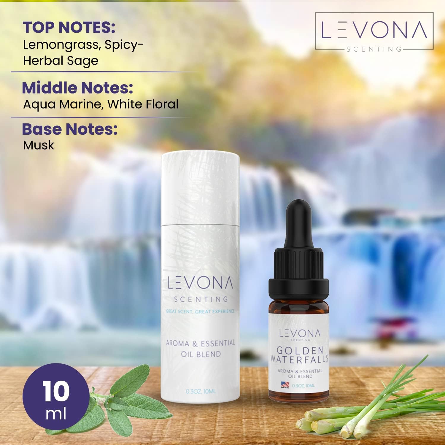 Levona Scent Pure Essential Oils for Diffusers - Golden Waterfalls