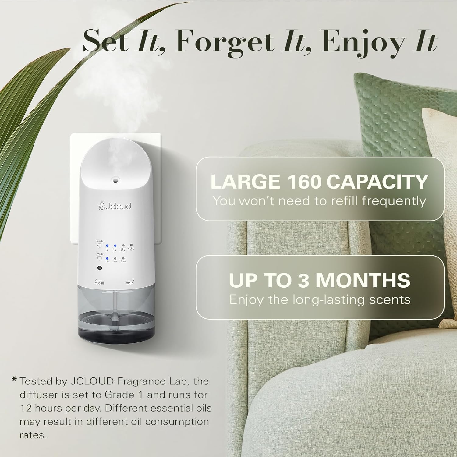 JCLOUD 2025 Waterless Essential Oil Diffuser 160ML Wall Mount White