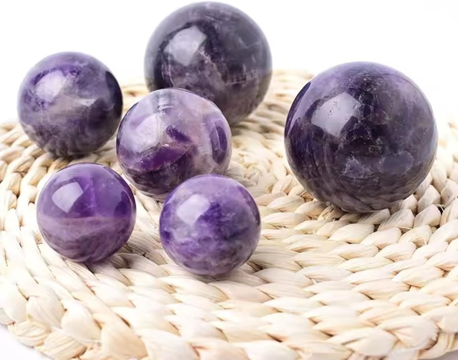 Large Amethyst Deep Purple Quartz Crystal Ball with Wooden Stand