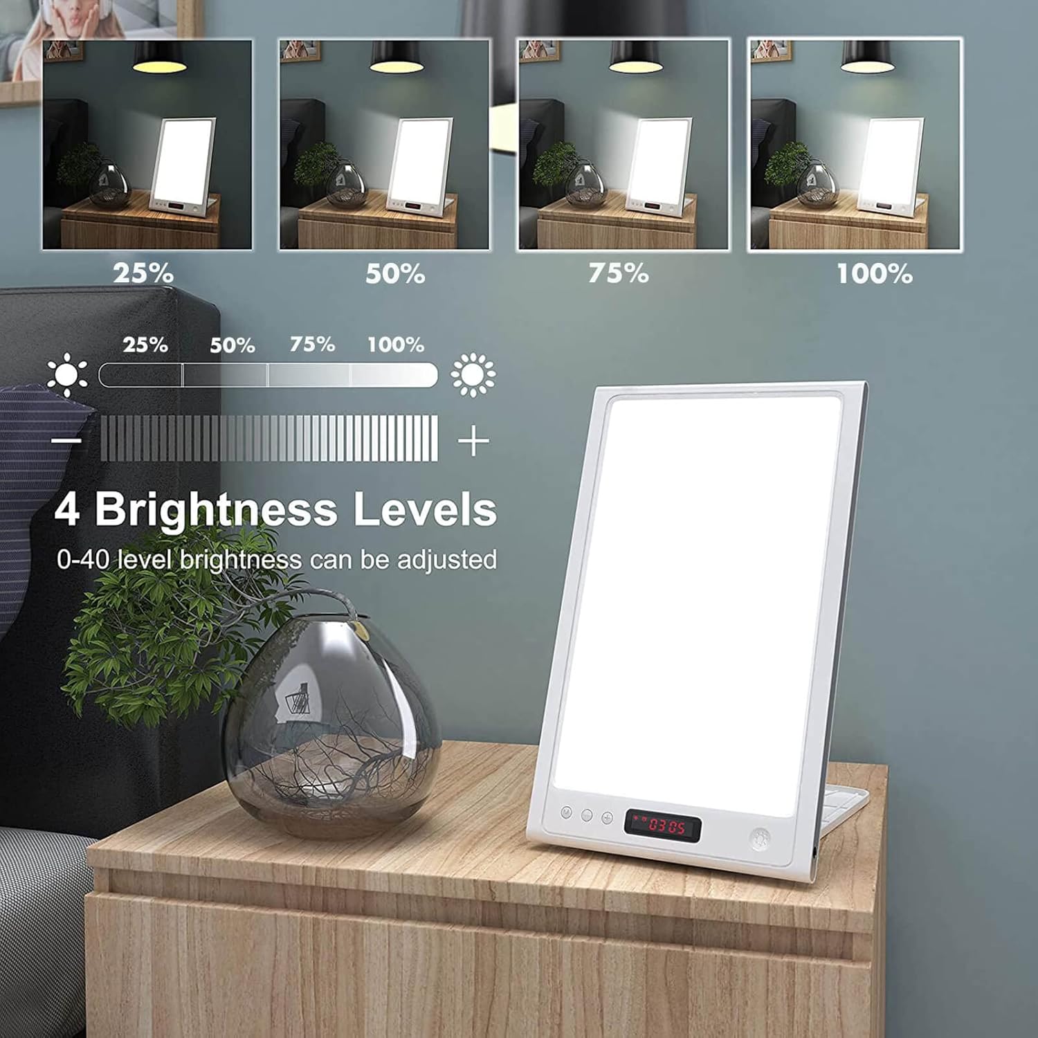 Lukirch Light Therapy Lamp Alarm Clock with Sunrise Sunset Simulation