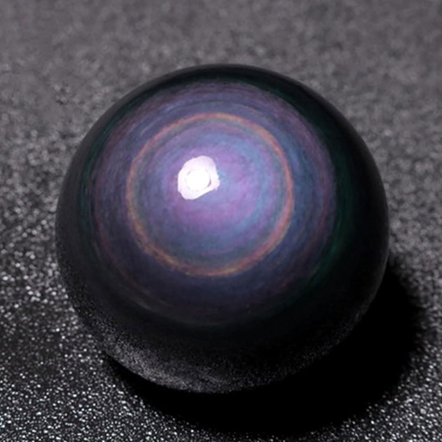 Natural Rainbow Eye Obsidian Crystal Sphere with Stand