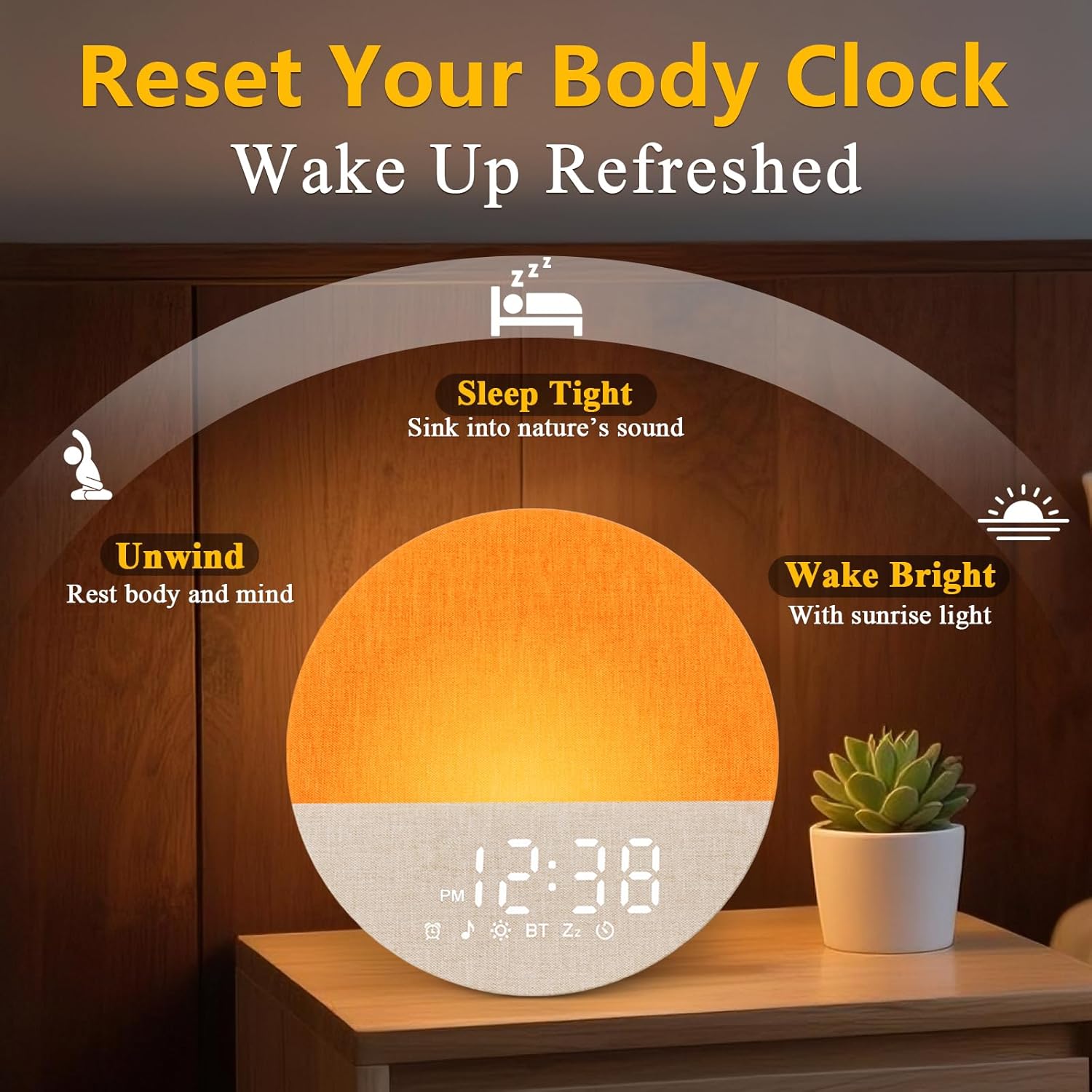 Sunrise Alarm Clock with Sound Machine and Light