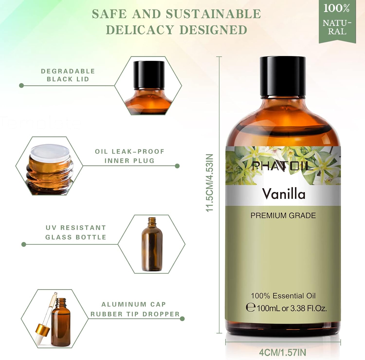 100ML Pure Vanilla Essential Oil for Diffuser and Aromatherapy