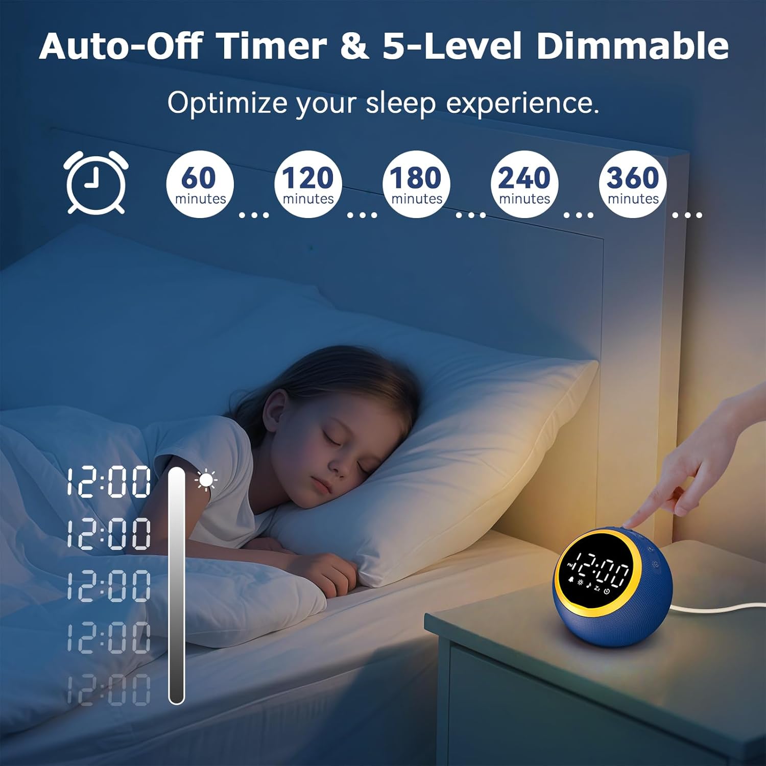 Kids Alarm Clock with Sound Machine and Nightlight