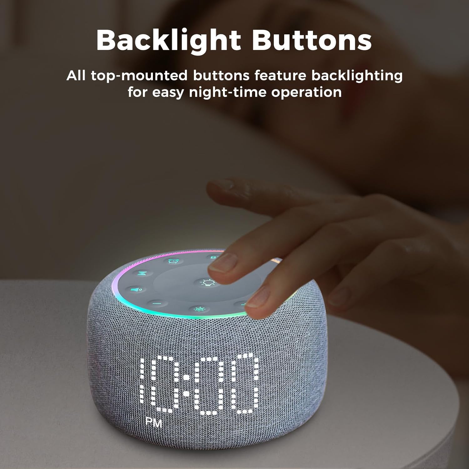 Mojikoo White Noise Alarm Clock with 5W Speaker and Night Lights