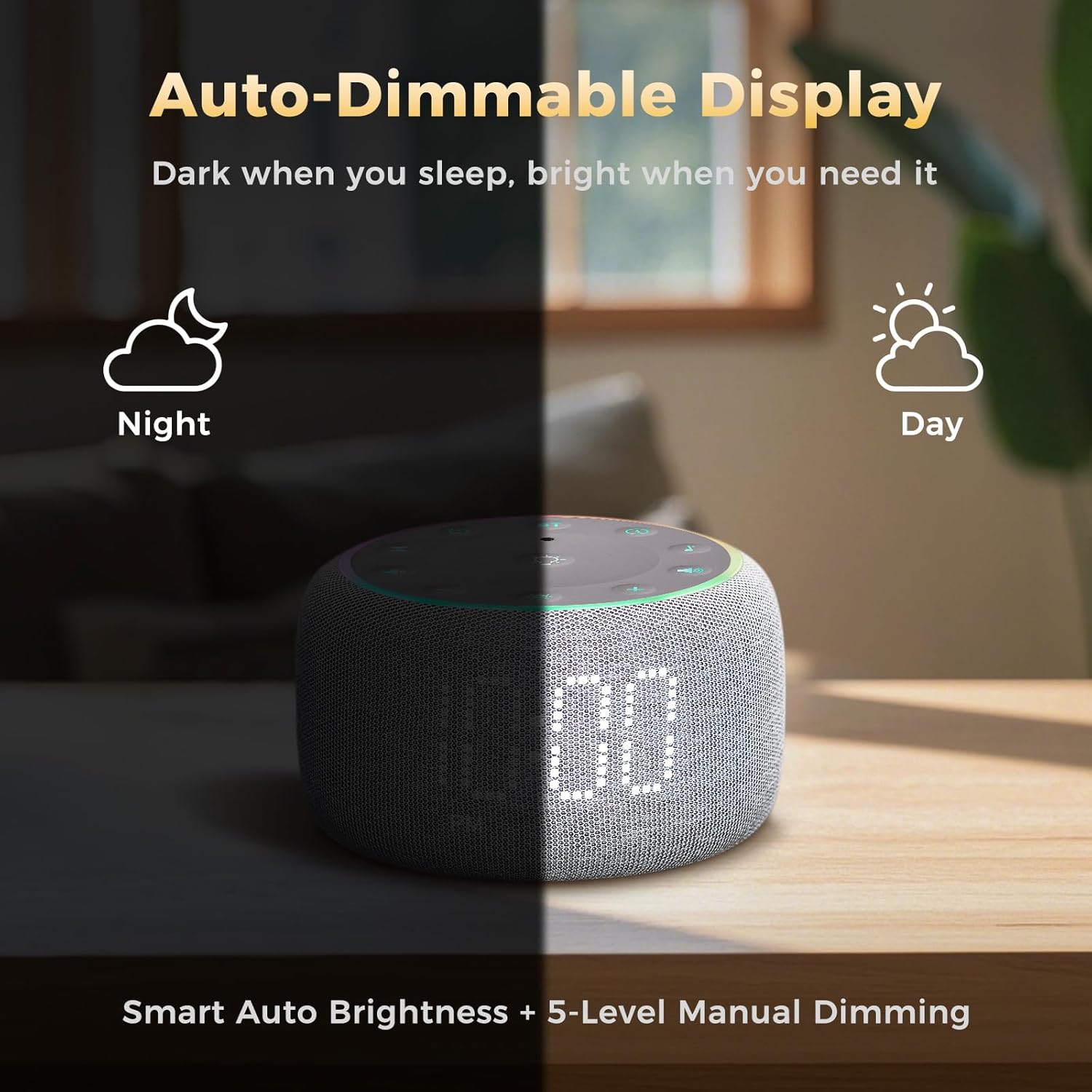 White Noise Machine Alarm Clock with 5W Speaker and 24 Sleep Sounds