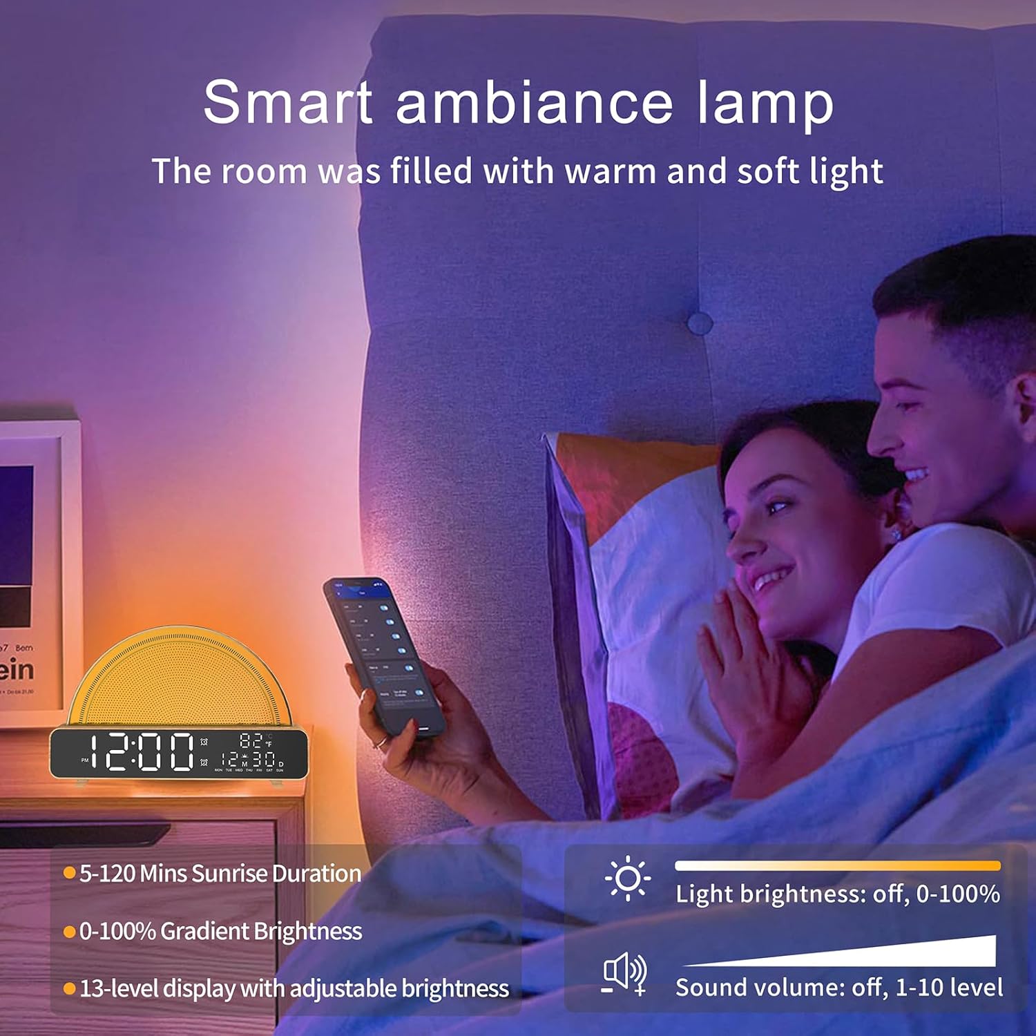 Sunrise Alarm Clock with 13 Soothing Sounds and Gentle Light