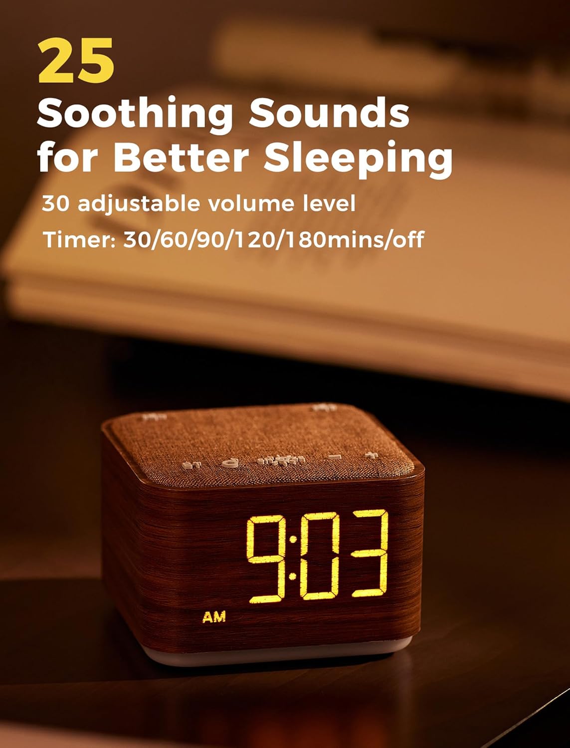 Mojikoo Sound Machine Alarm Clock with Bluetooth and Night Light 1
