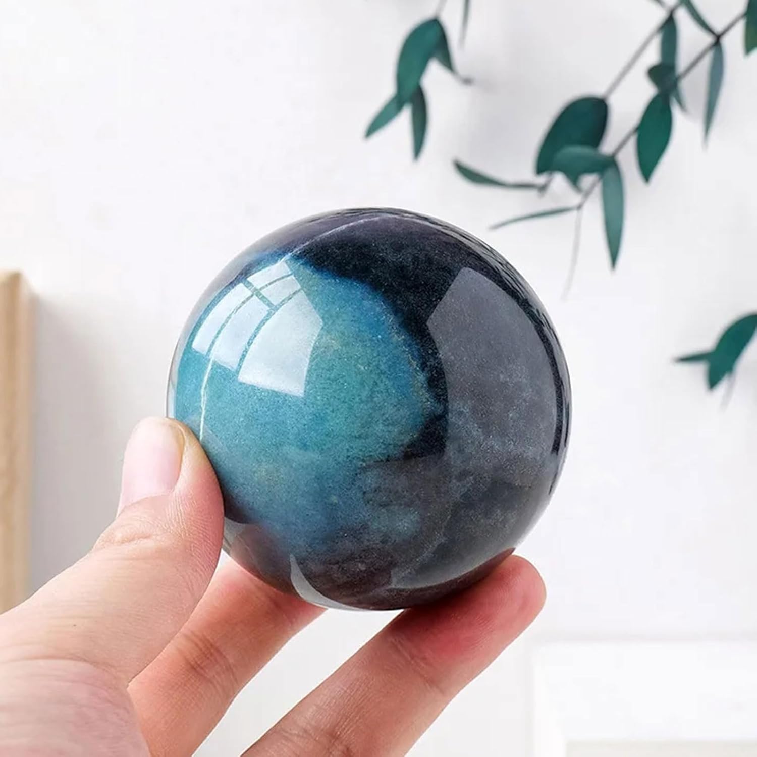 Natural Blue Hydroxyapatite Crystal Sphere Feng Shui Decor