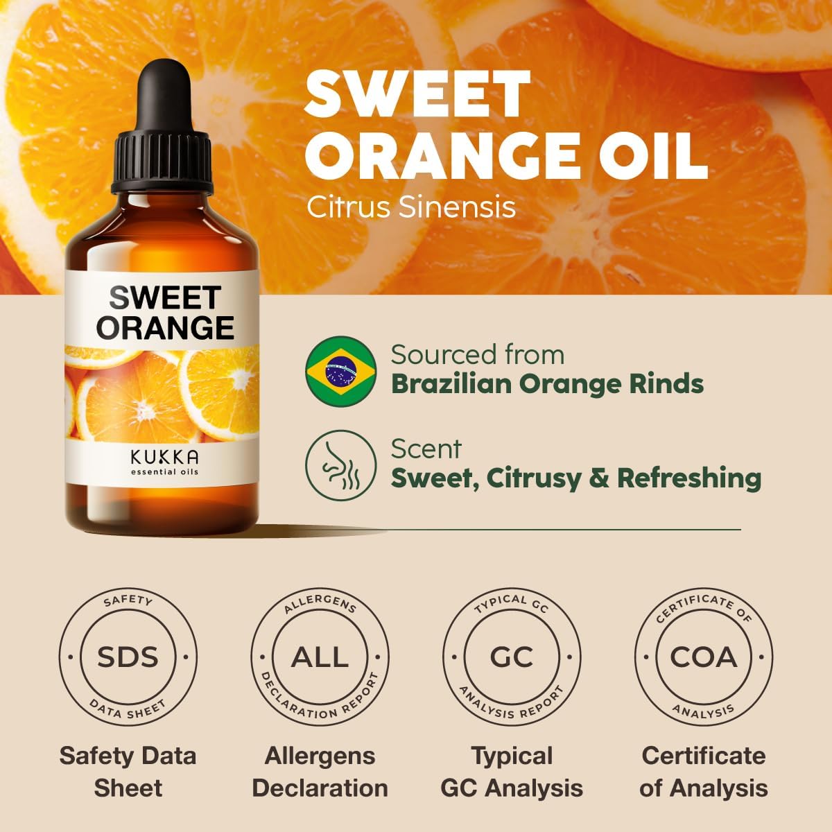 KUKKA Orange Essential Oil 4 Fl Oz Aromatherapy