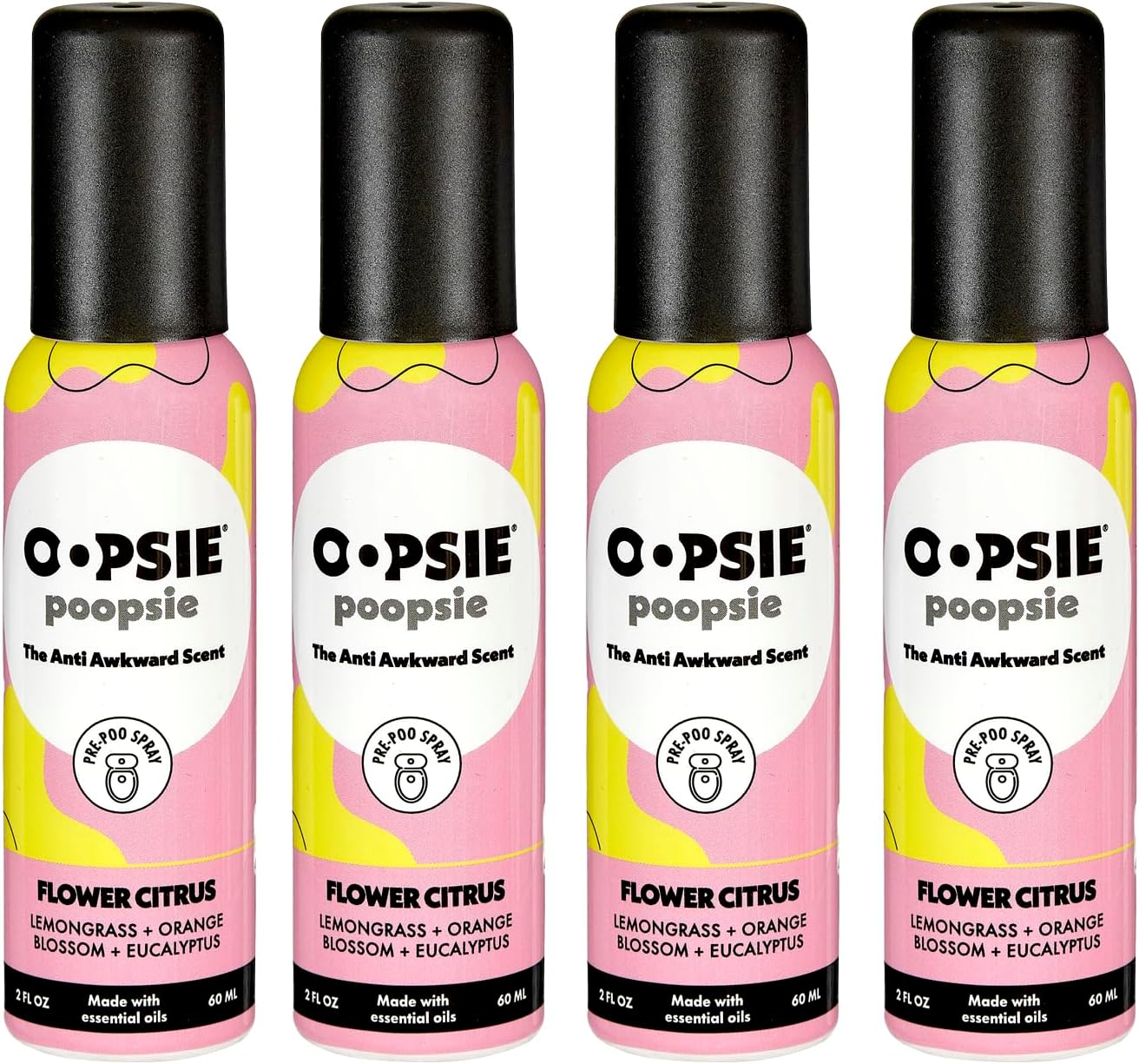 Oopsie Poopsie Pre Poop Spray 4 Pack Flower Citrus
