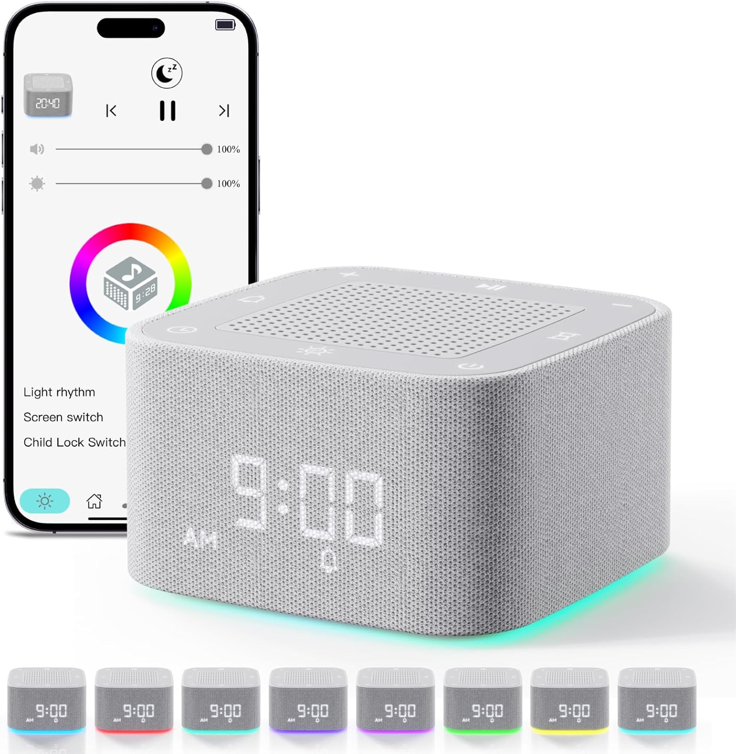 Augnner Sound Machine Alarm Clock with 32 Sleep Sounds and Night Light