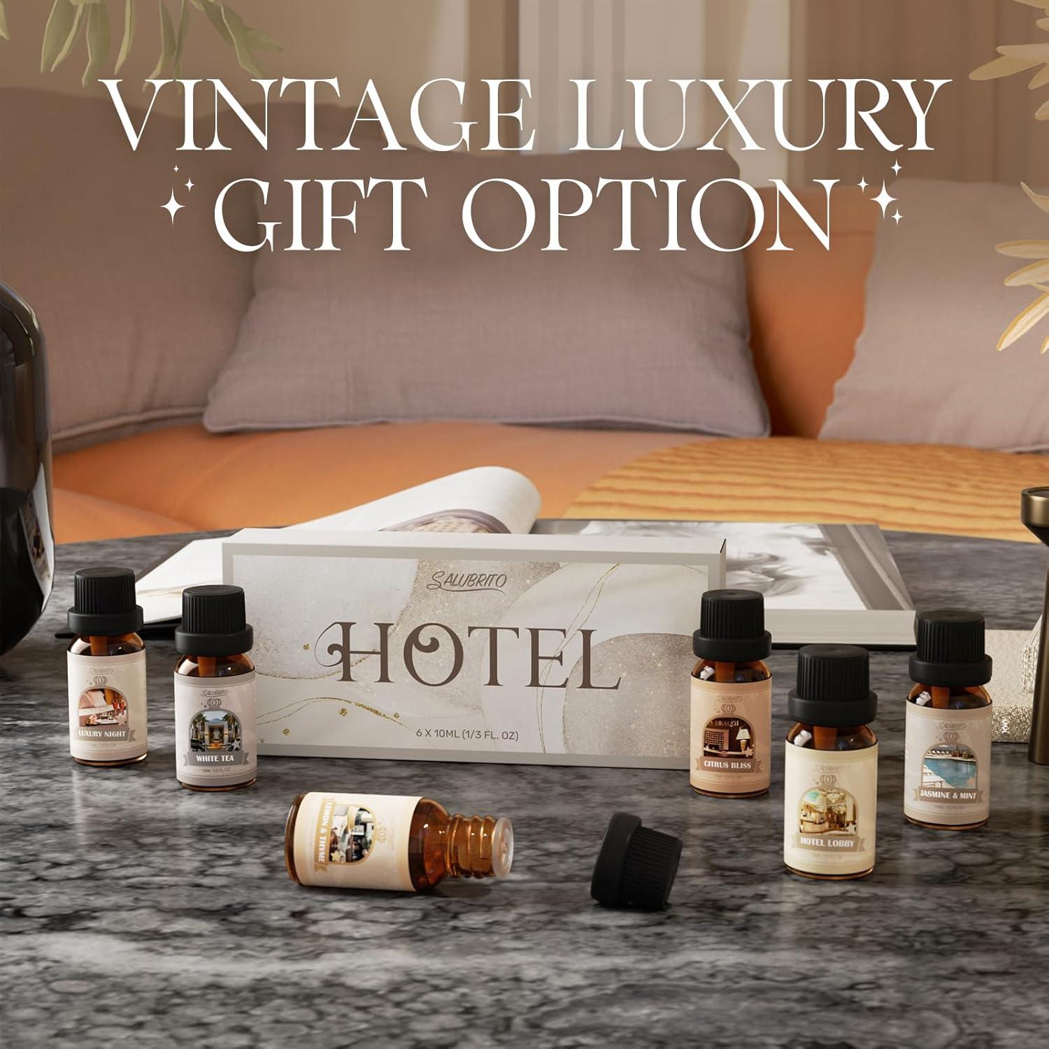 SALUBRITO Luxury Essential Oil Set with 6 Unique Scents