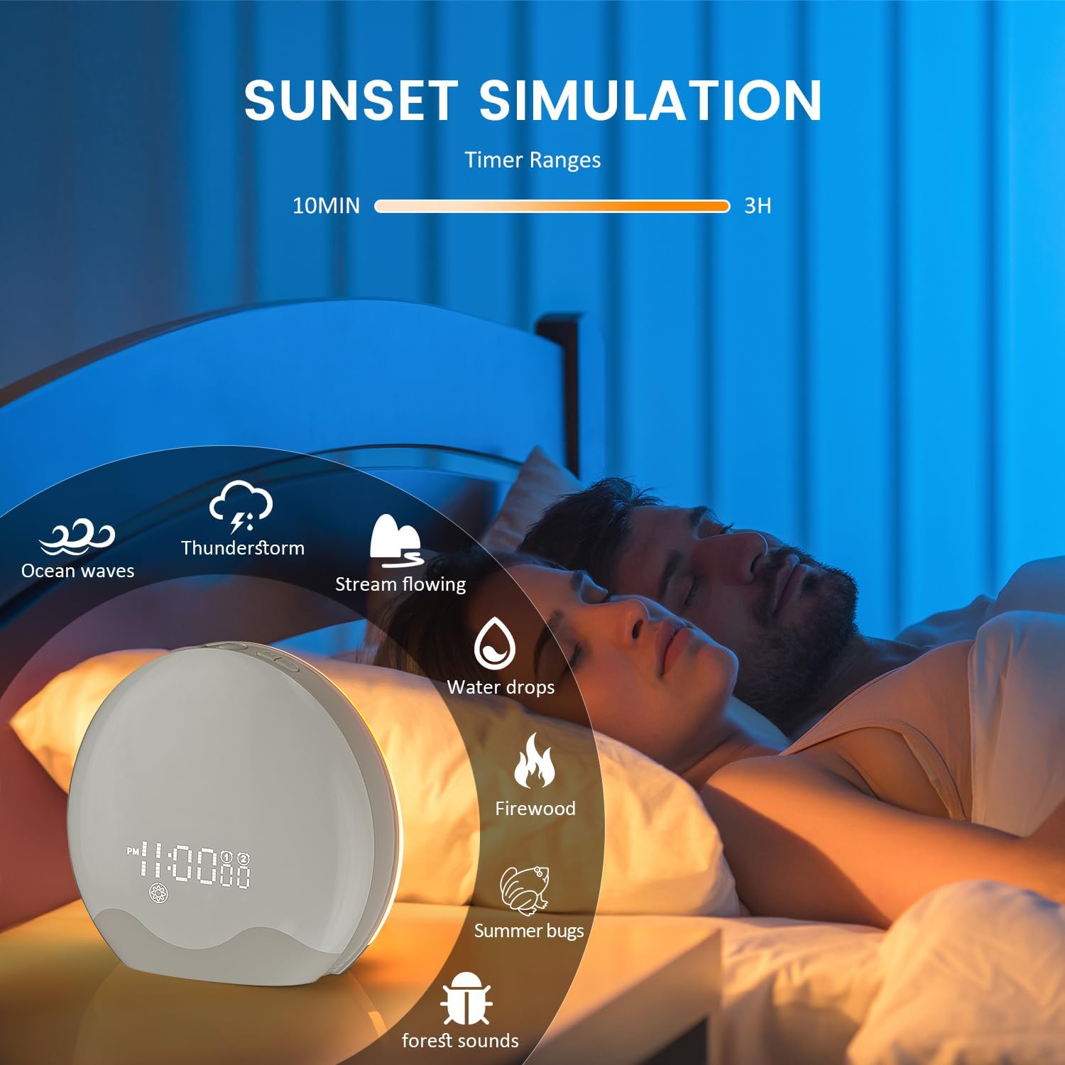 RICIAL Light Therapy Lamp with Dual Alarms and 10000 Lux Light