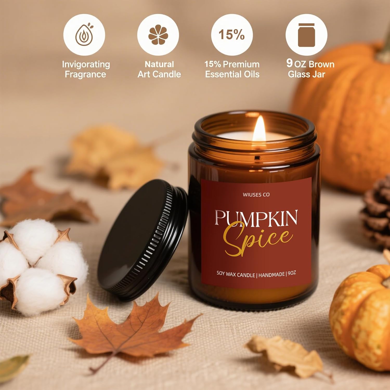 Pumpkin Spice Fall Candle for Aromatherapy