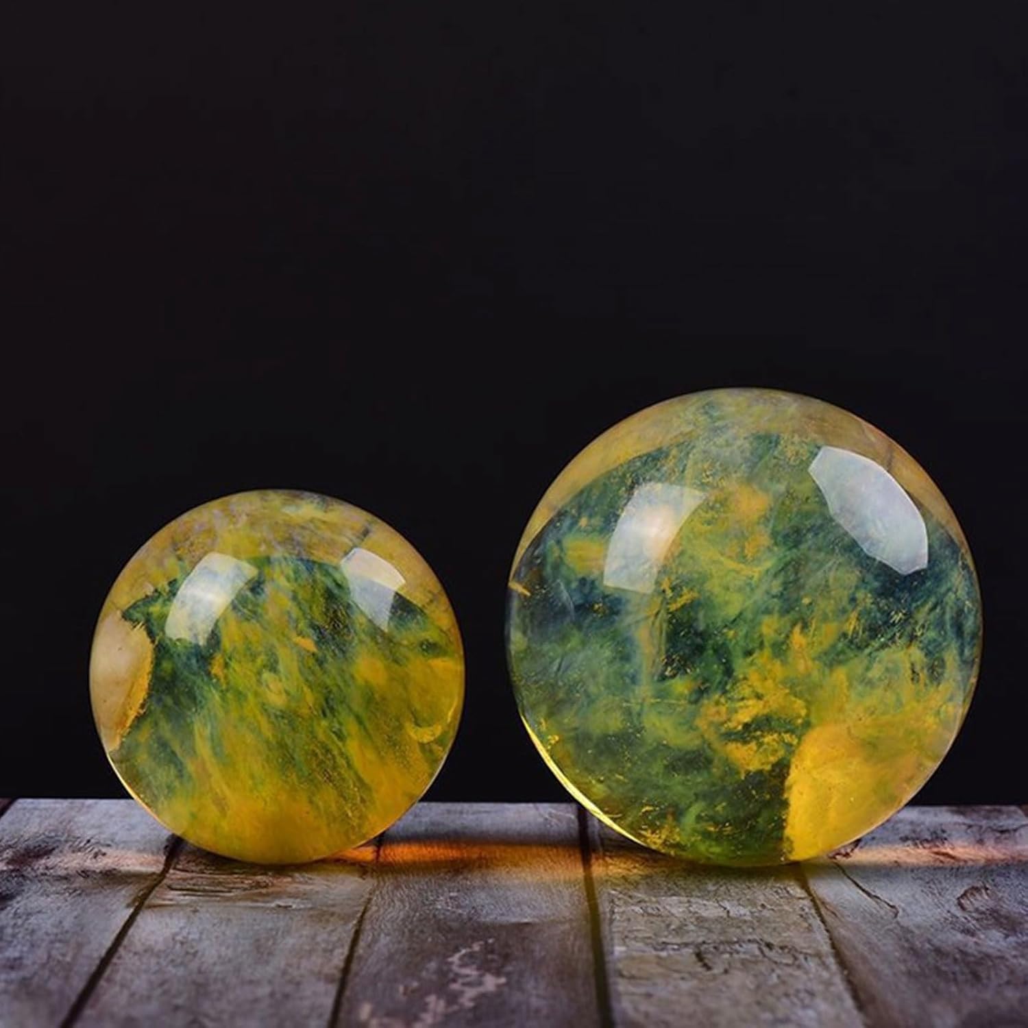 Natural Healing Crystal Sphere Ball with Stand Yellow Melting Quartz Stones 80mm
