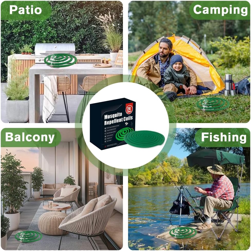 24 Mosquito Coils with 6 Metal Stands for Outdoor Use