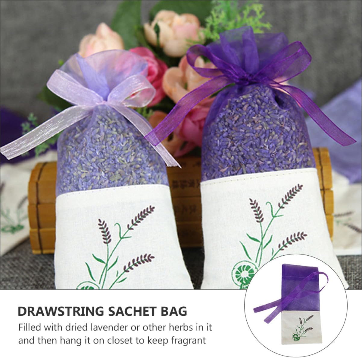 ULTECHNOVO 12pcs Lavender Sachet Bags with Drawstring for Home and Gifts