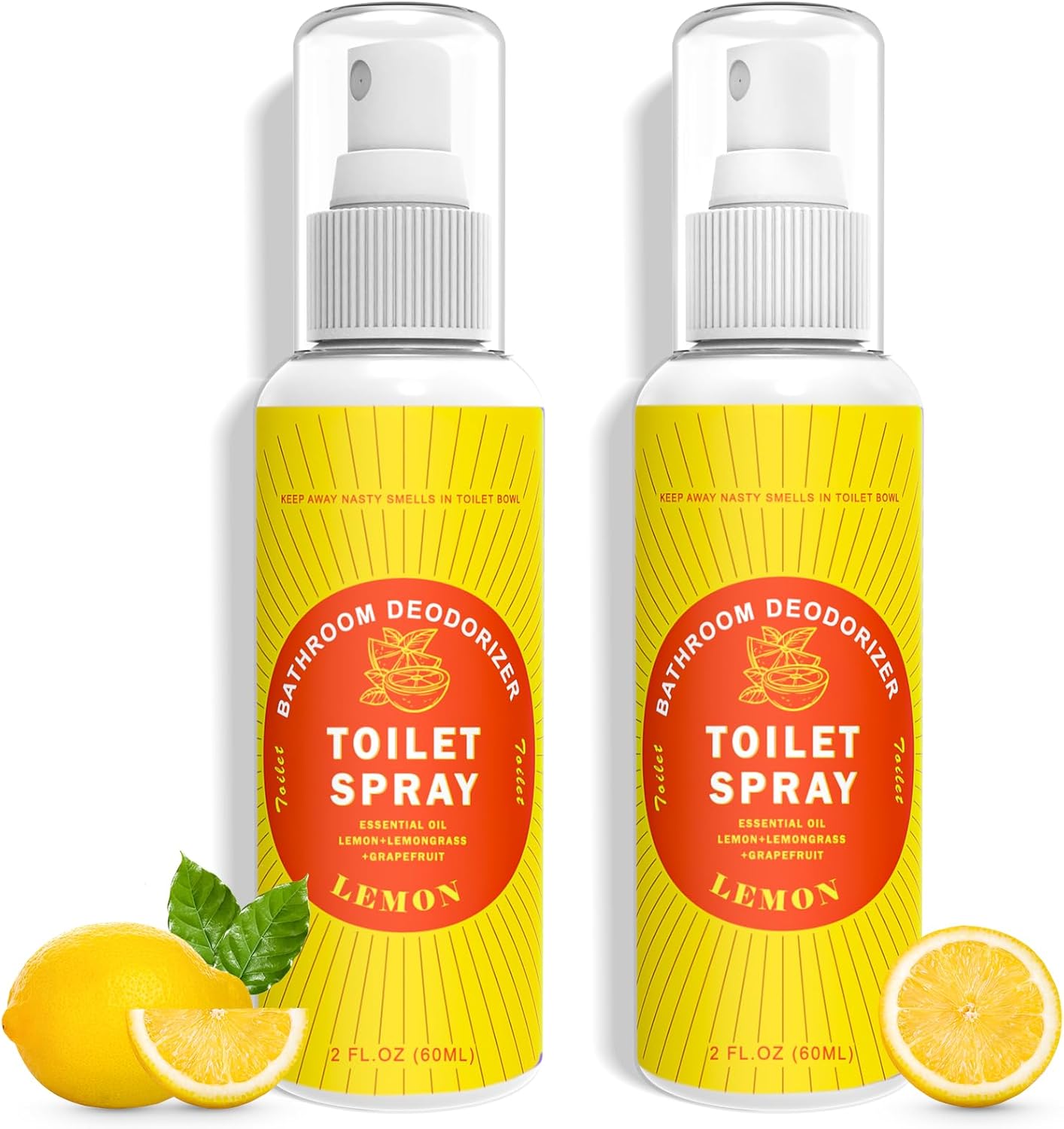 Lemon Toilet Spray 2 Pack 2 Fl Oz Natural Air Freshener