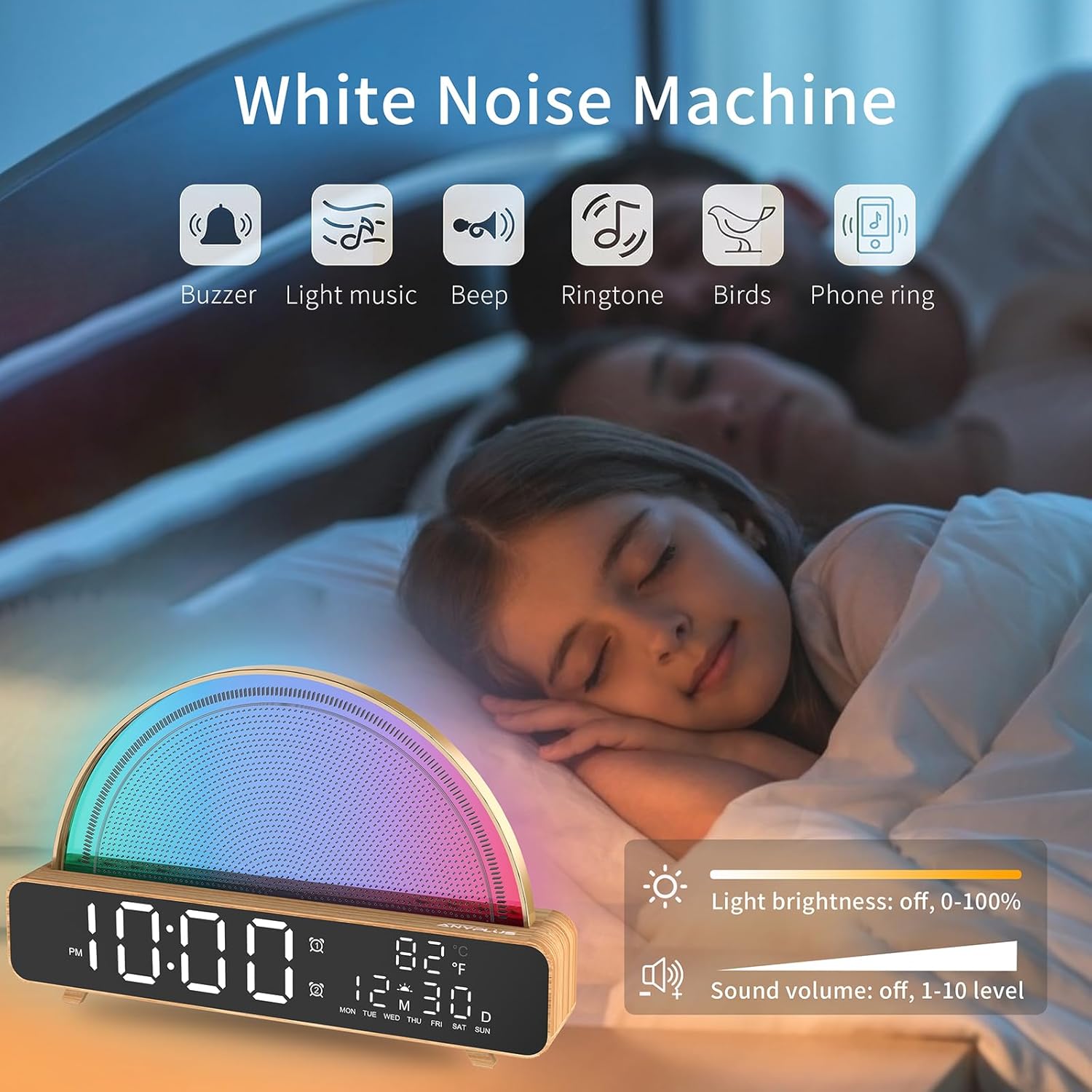 Sunrise Alarm Clock with 13 Soothing Sounds and Gentle Light