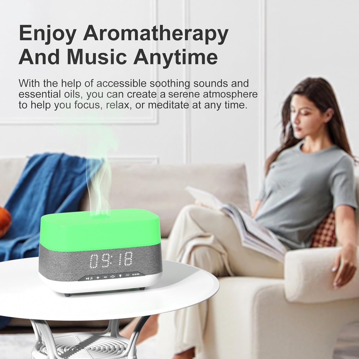 300ml Essential Oil Diffuser with Bluetooth Speaker and Alarm Clock