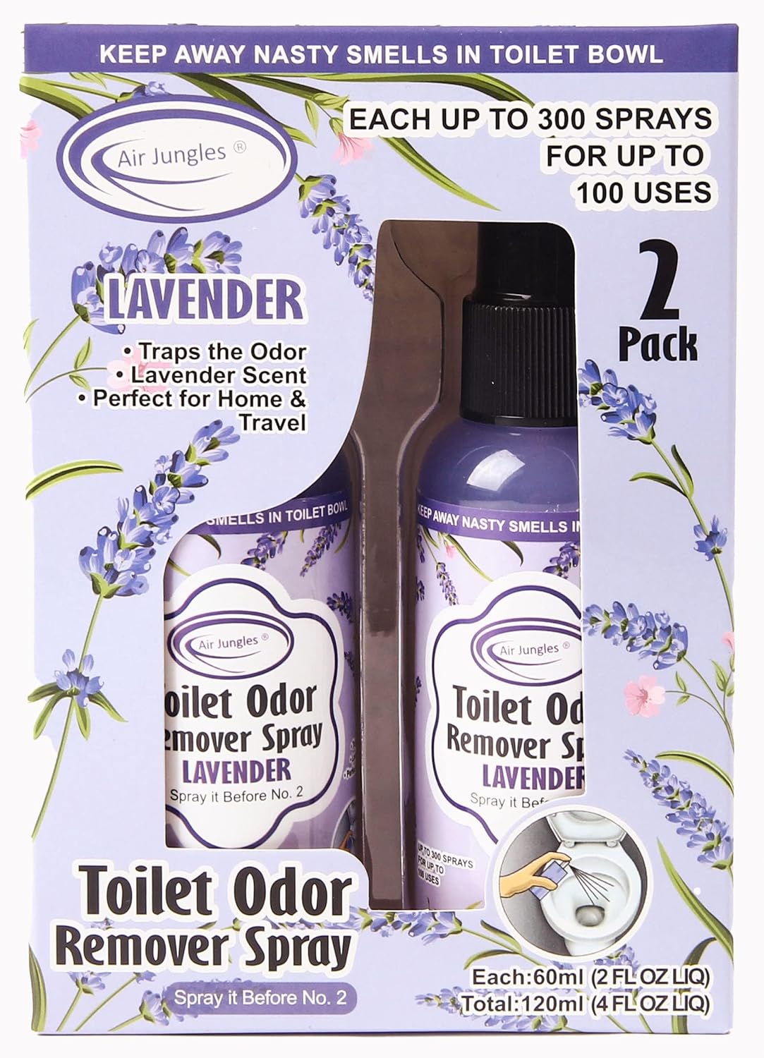 Air Jungles Toilet Odor Eliminator Spray Lavender Scent