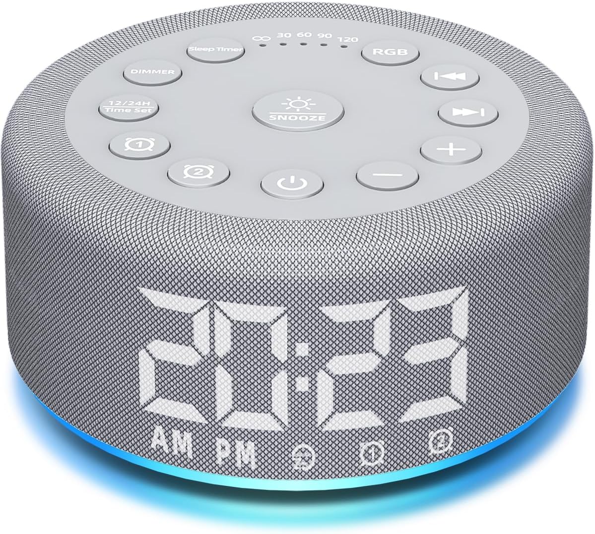 3 in 1 Sound Machine Alarm Clock with Night Light and Backup Battery