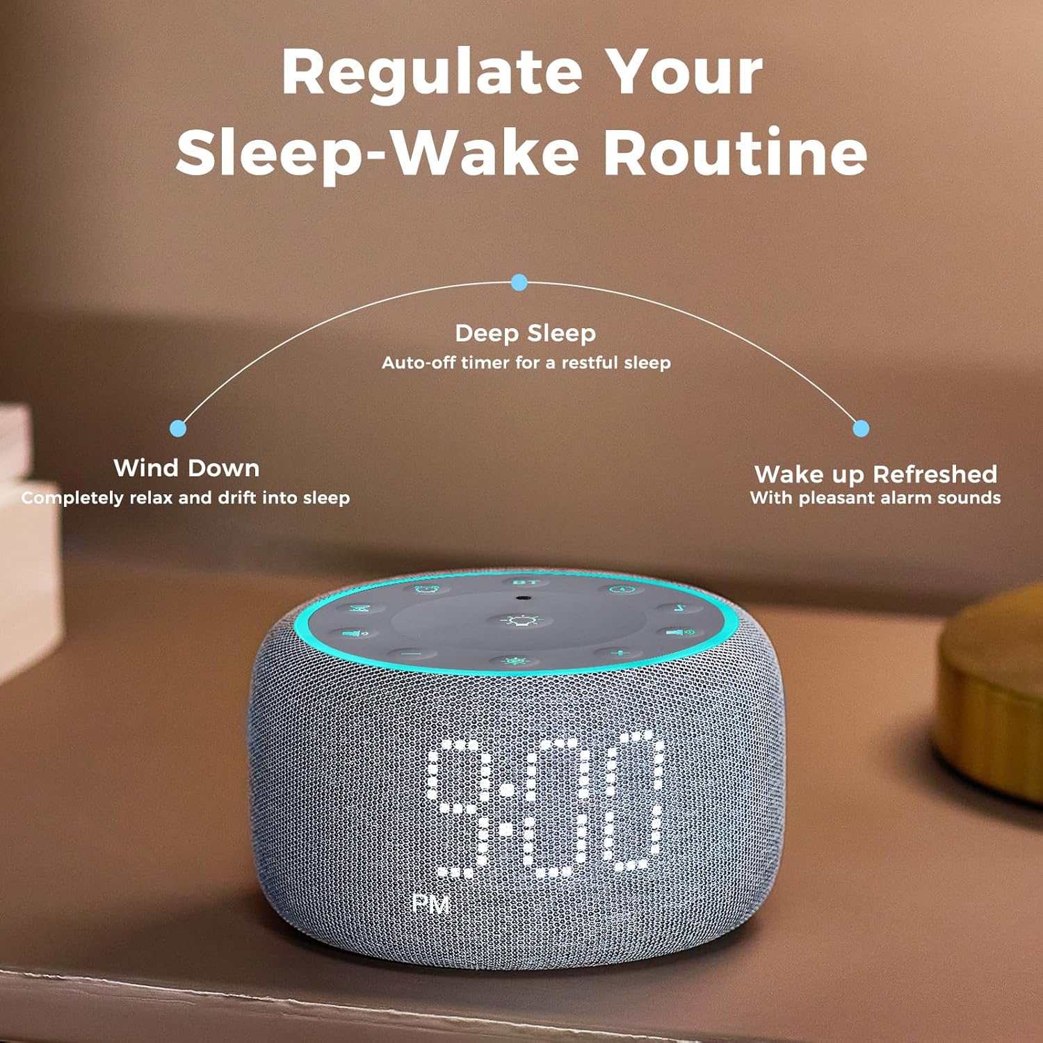 Mojikoo White Noise Alarm Clock with 5W Speaker and Night Lights