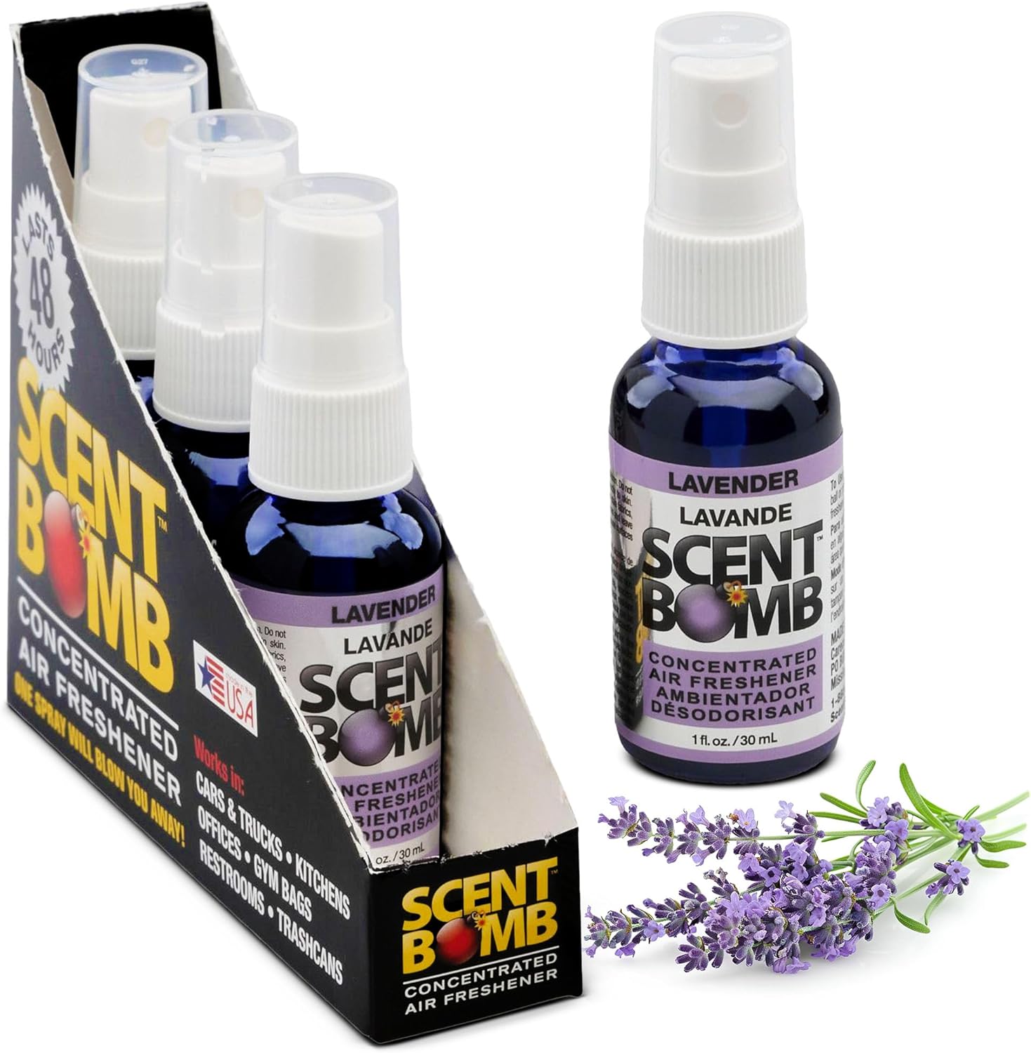Scent Bomb Air Freshener Spray - 1 oz Pack of 4 Lavender