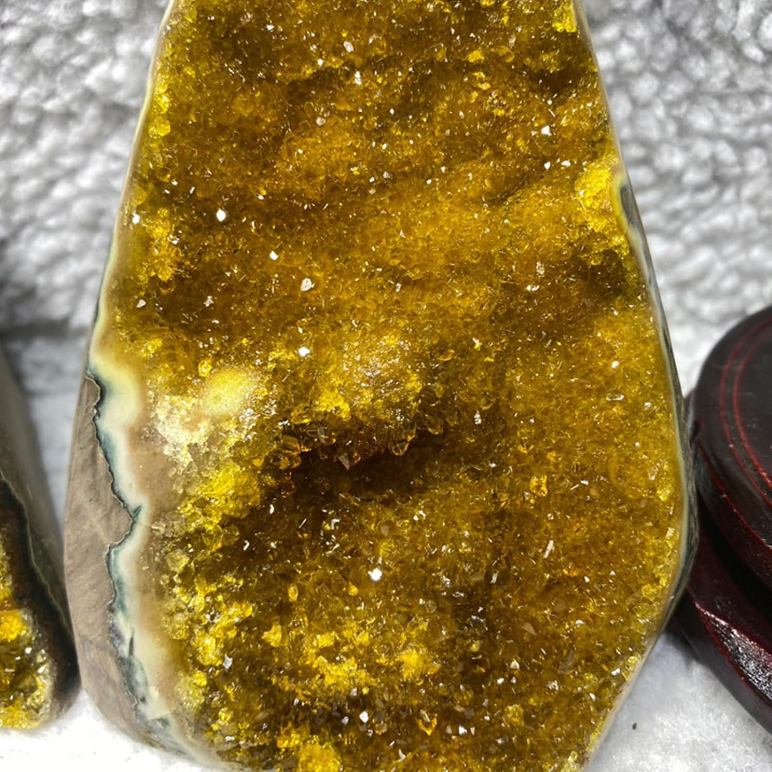 Natural Citrine Crystal Cluster Geode for Home Decoration