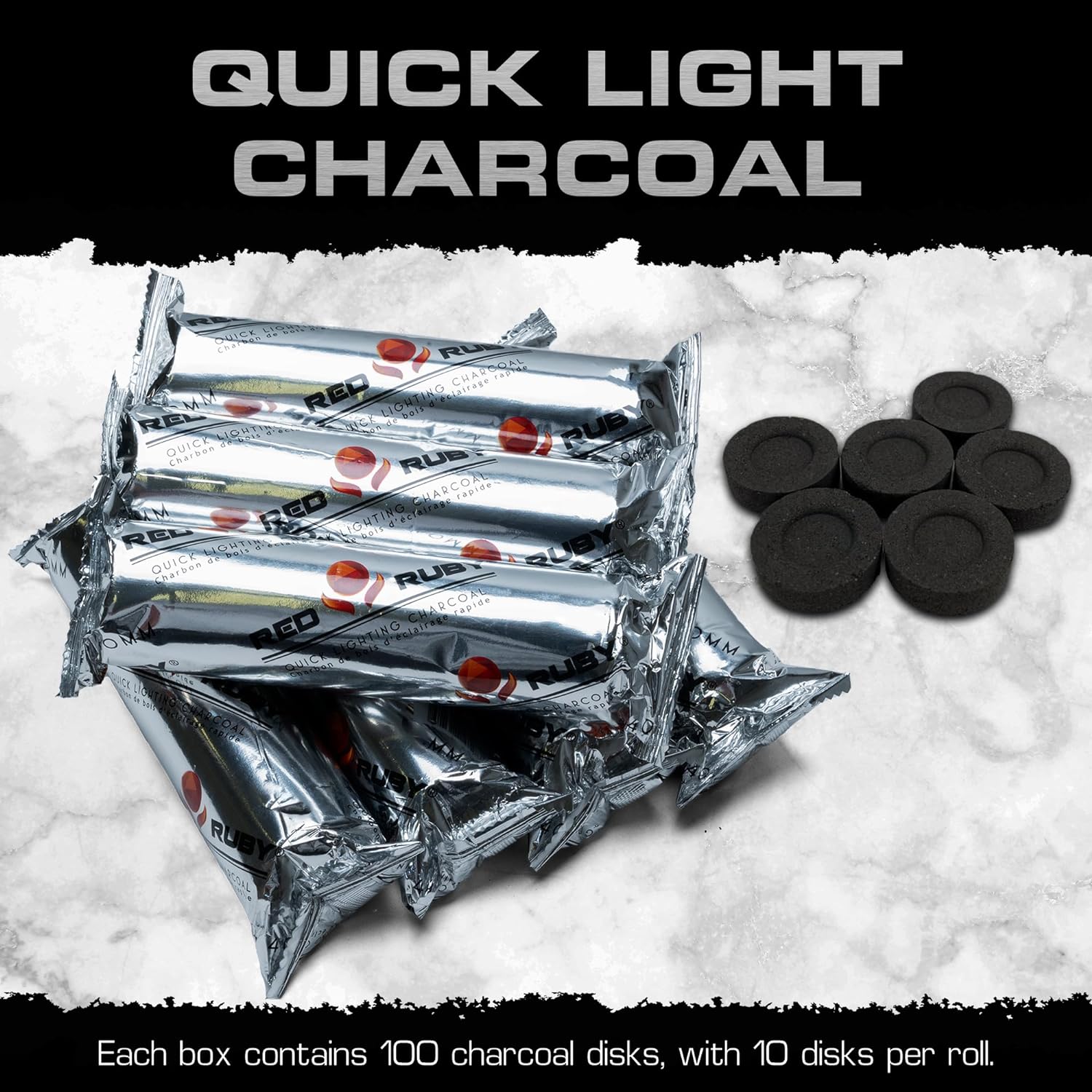 Sunlight Charcoal Instant Light Briquettes 100 Coals 33mm Quick Light