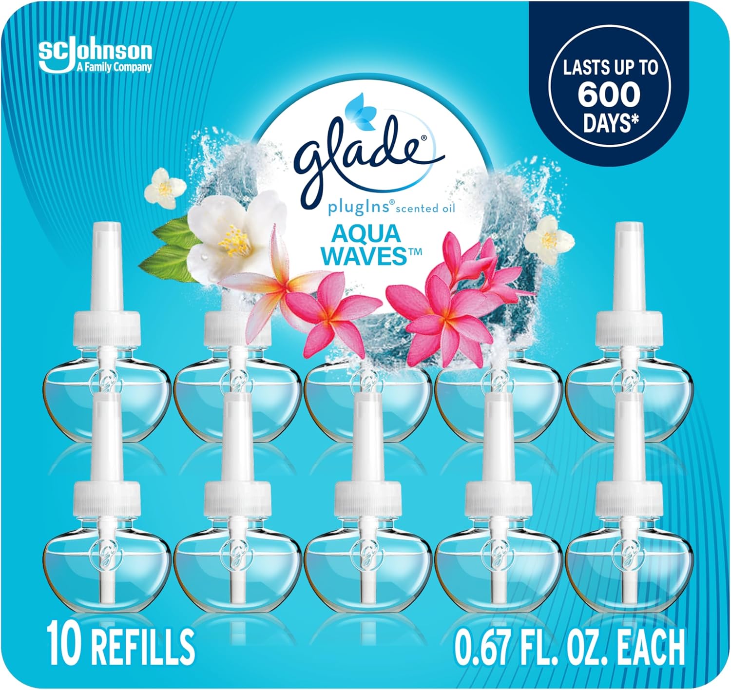 Glade PlugIns Scented Oil 10 Refills Aqua Waves