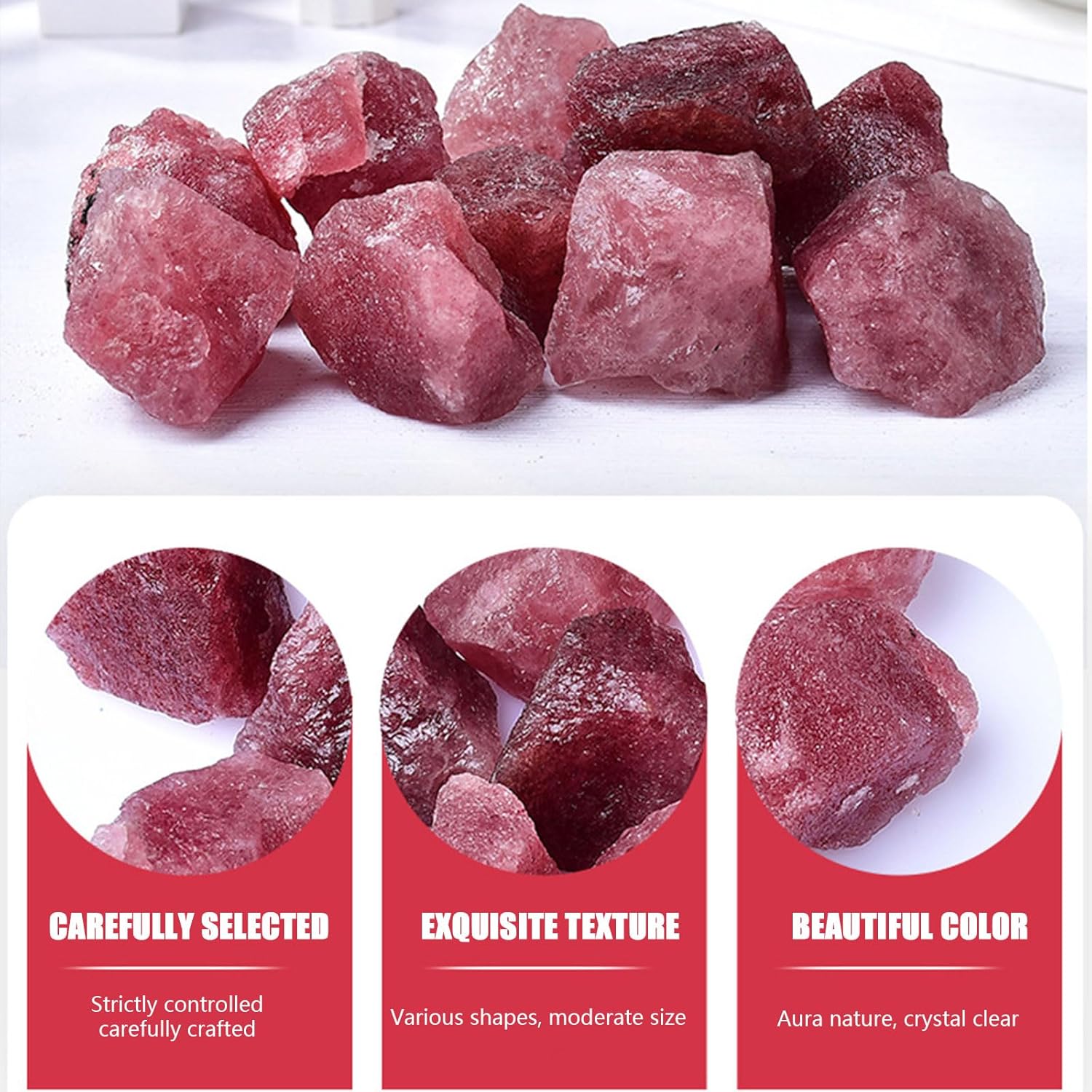 Natural Strawberry Quartz Rough Stones 1 Pound 3-5cm