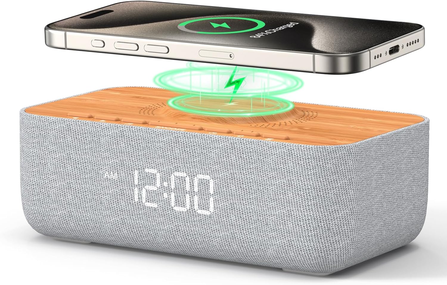 REACHER 15W Magnetic Wireless Charging Alarm Clock with White Noise