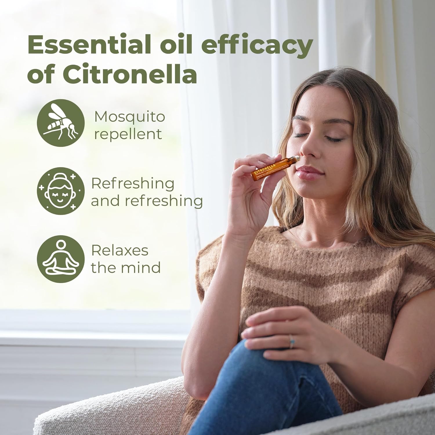 French Citronella Essential Oil Roll-On - 10ml Aromatherapy Bottle