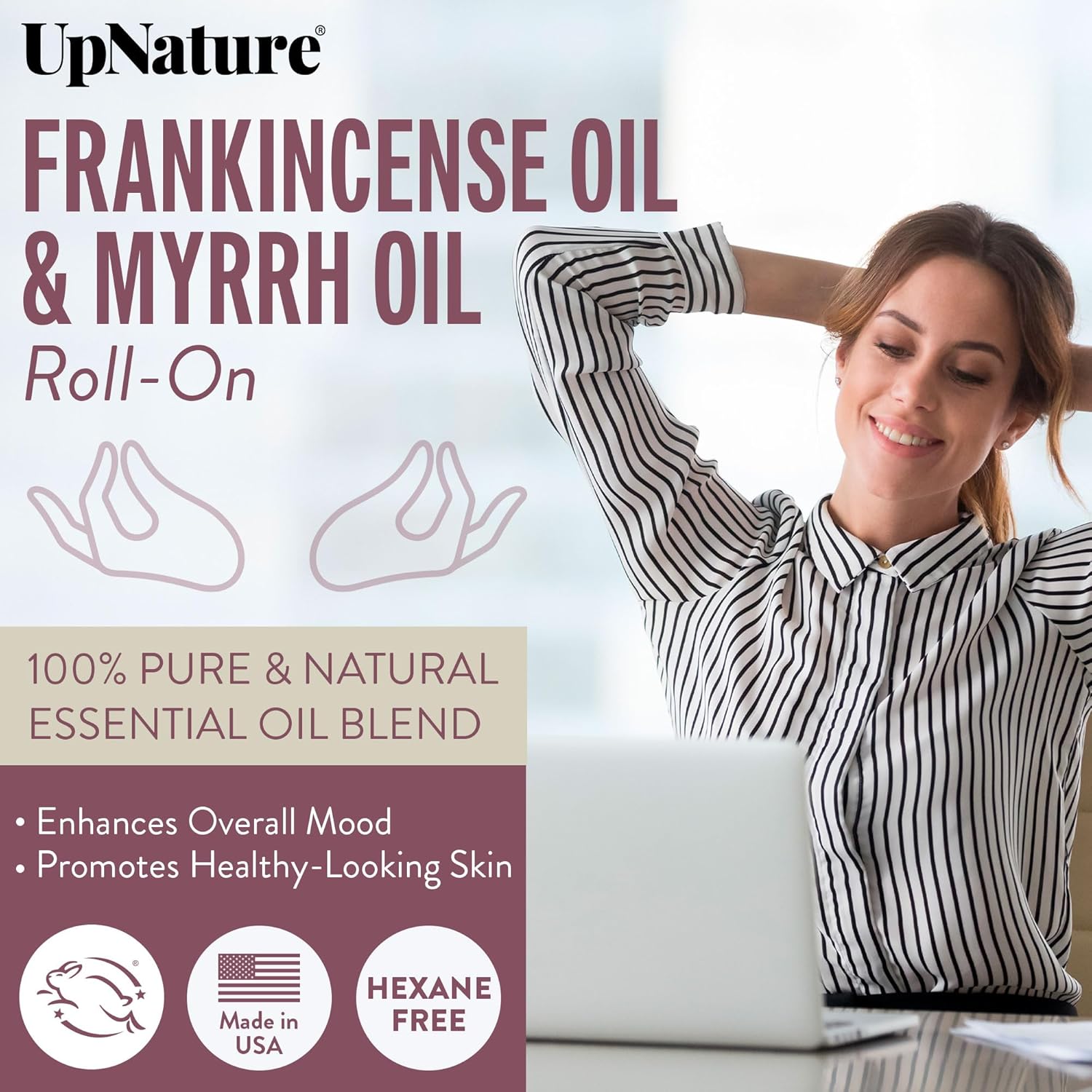 UpNature Frankincense and Myrrh Oil Roll On - Natural Essential Oil for Skin
