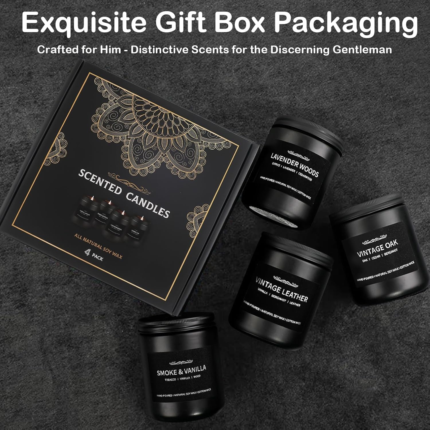 4 Pack Men Scented Candles for Home Gifts
