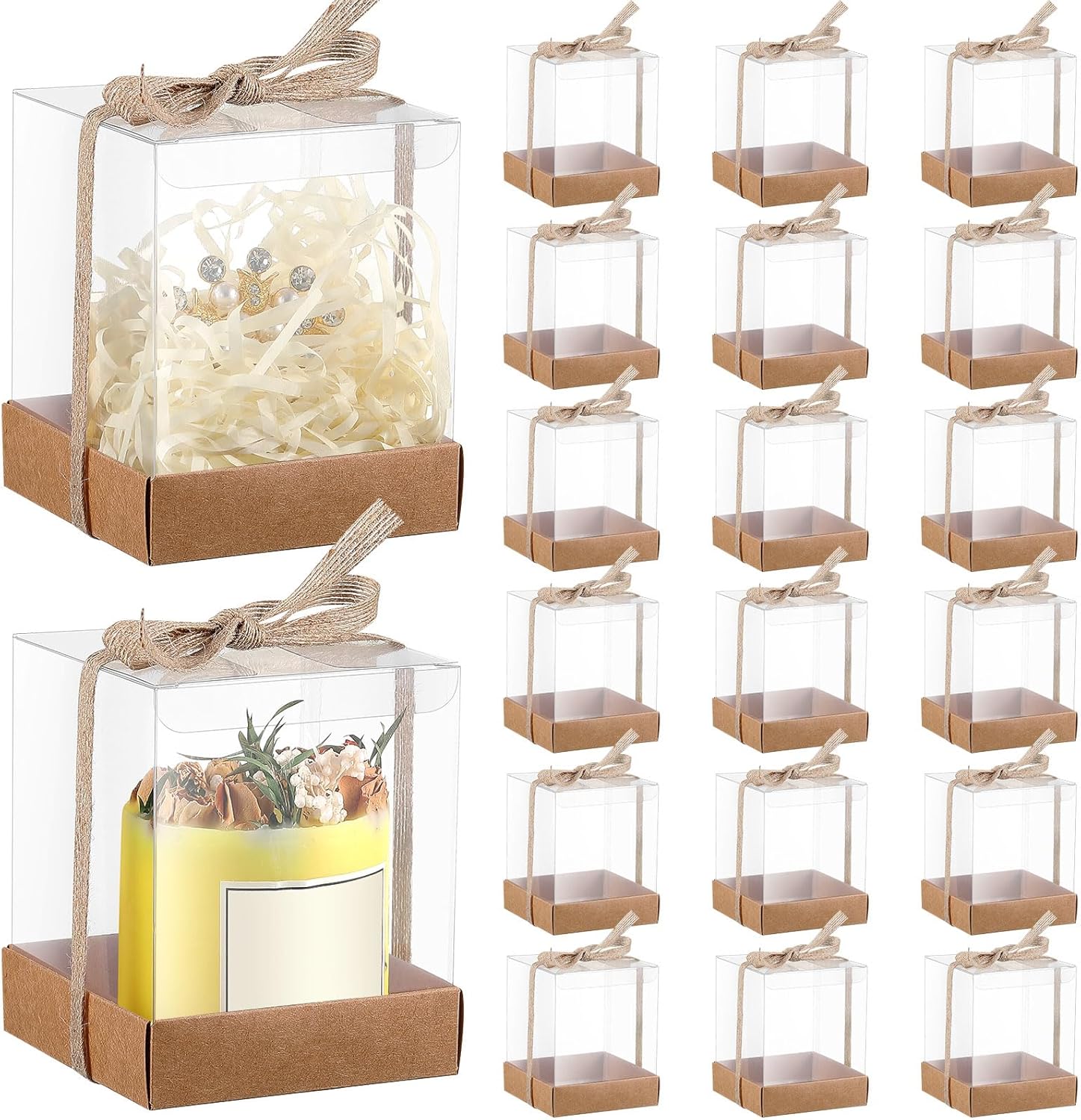 Cunno 24-Pack Transparent Candle Gift Box with Ribbon