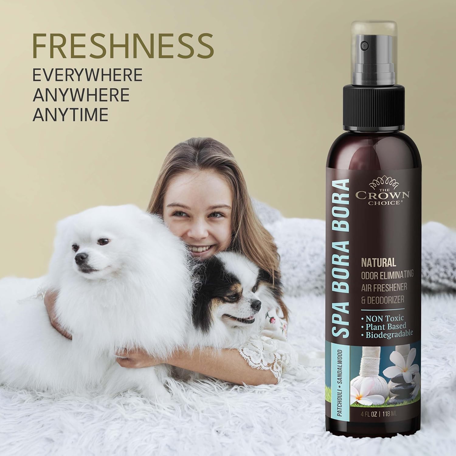The Crown Choice Natural Air Freshener Spray Patchouli Sandalwood Non-Toxic Deodorizer