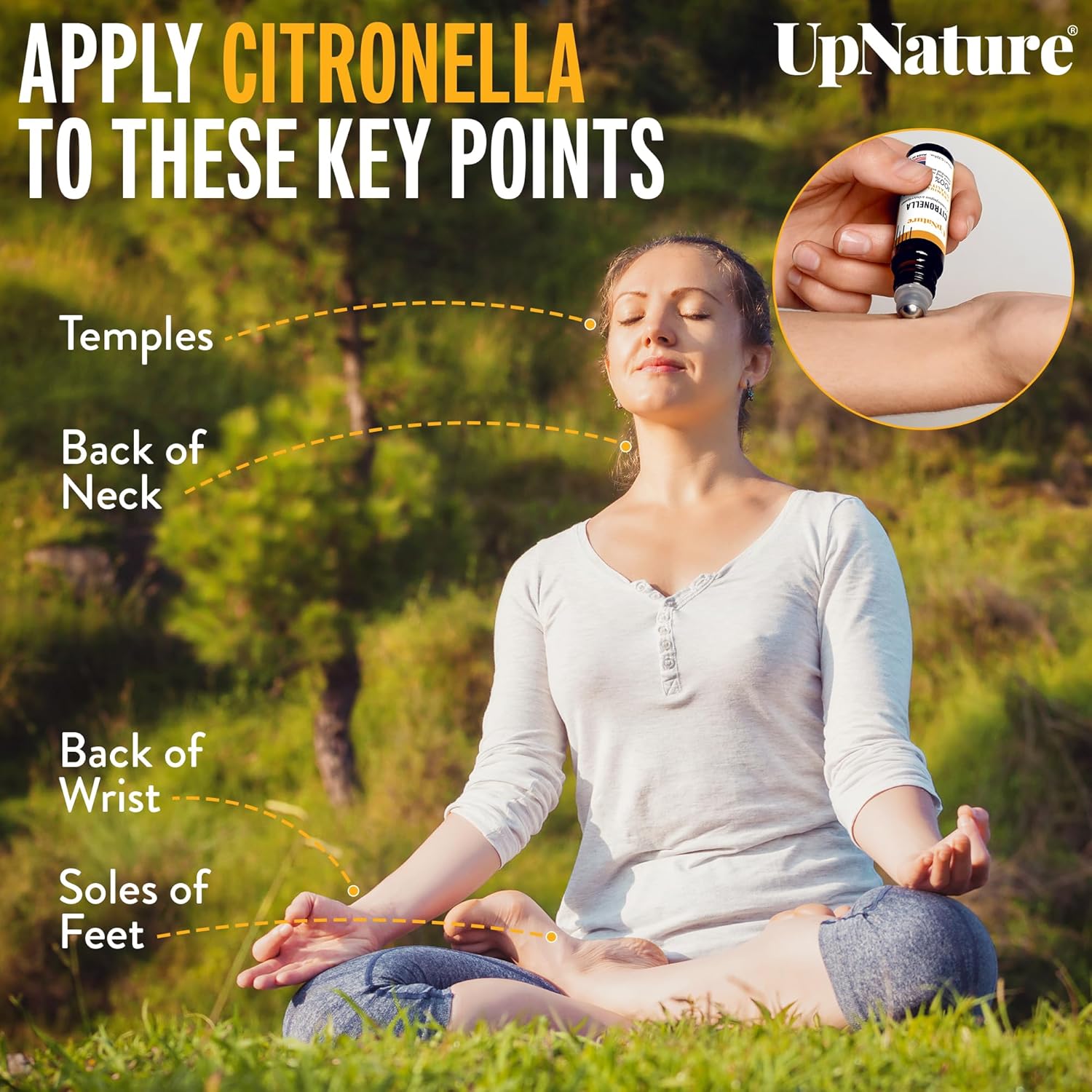 UpNature Citronella Oil Roll On - Natural Insect Repellent for Camping