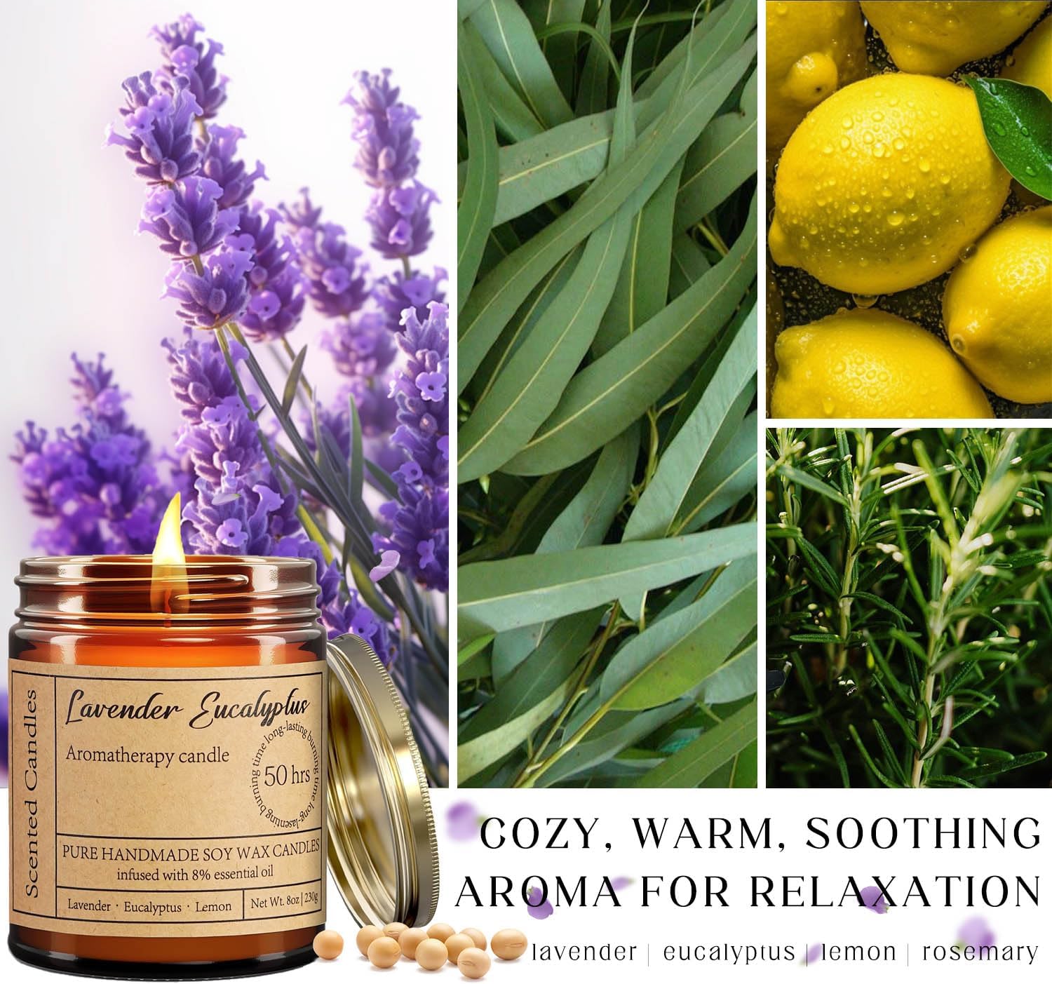Lavender Eucalyptus Soy Candles for Relaxation