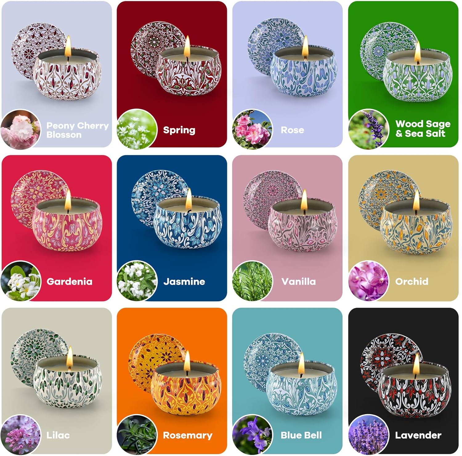 Obisesio Scented Candle Set 12 Pack for Home Aromatherapy