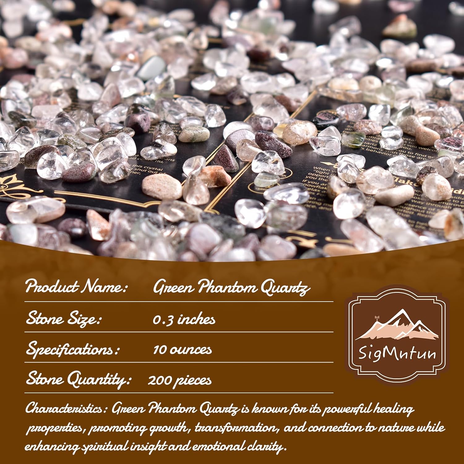 Polished Green Phantom Quartz Crystal Chips 200 Pcs
