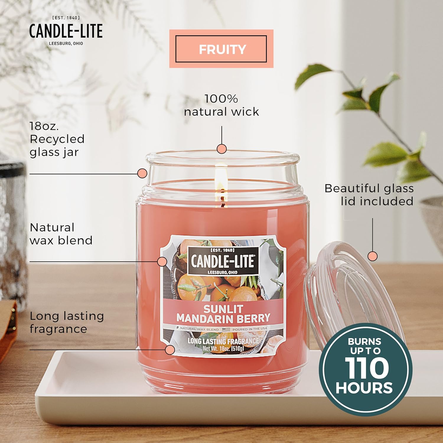 Candle-lite Scented Candles Sunlit Mandarin Berry 18 oz Jar