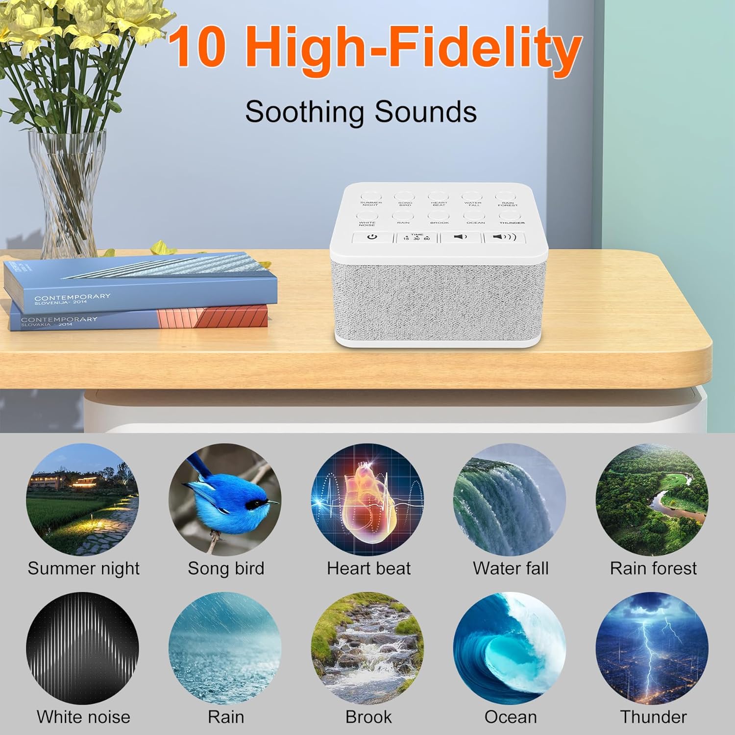 LUXSWAY Sound Machine with 10 Natural Soothing Sounds